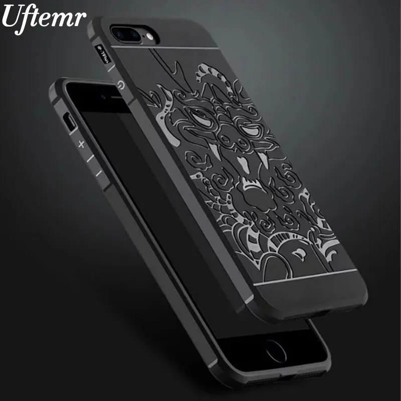 

Uftemr Full protection Phone Case for iPhone 6 6s 7 8 Plus Cover 3D Soft Silicone Dragon Back Cover For iPhone 7 case 5 5s SE 6S