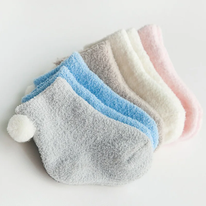 3 пары = 1 партия, теплые зимние модные носки из кораллового флиса ярких цветов для малышей 0-3 лет, носки для маленьких мальчиков и девочек