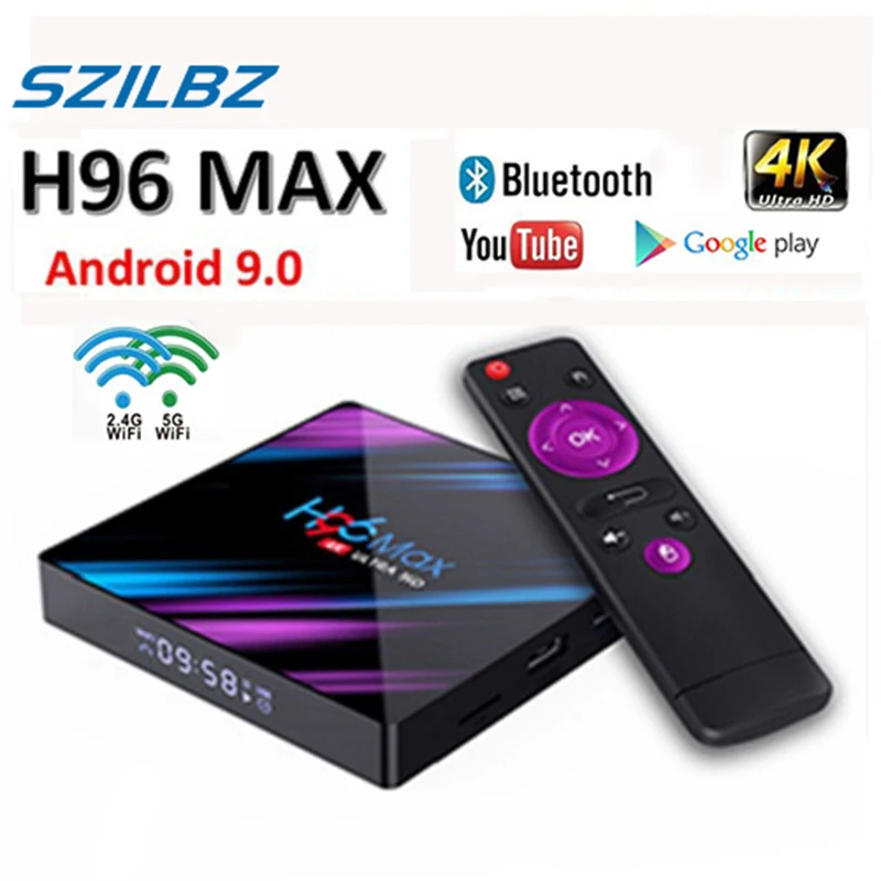 

H96 Max Android Tv Box 9.0 RK3318 Quad Core 64bit 2.4G/5.8G Wifi BT 4.0 Mini Voice Control Android TV Set Top Box PK HK1Max