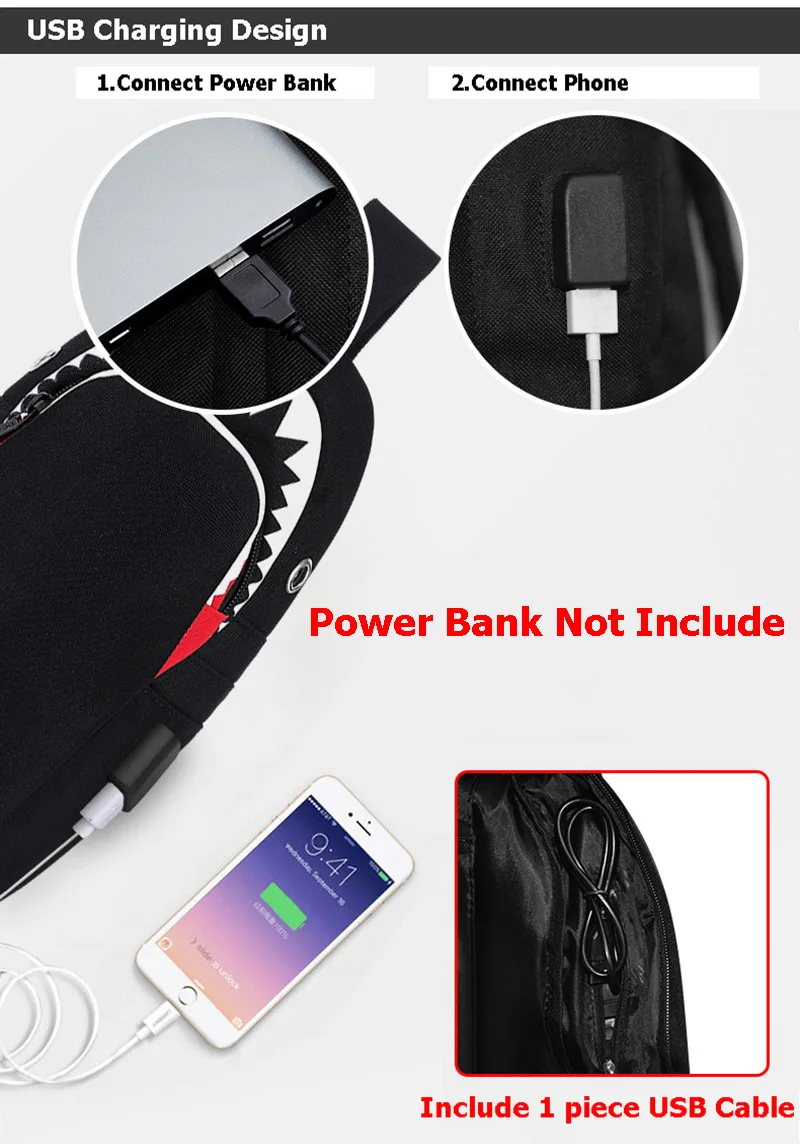 Anti Theft Backpack Men Women Oxford USB Charging Chest Bag Shark Night Reflection Design Teenager Single Shoulder Bag BP0219 (15)