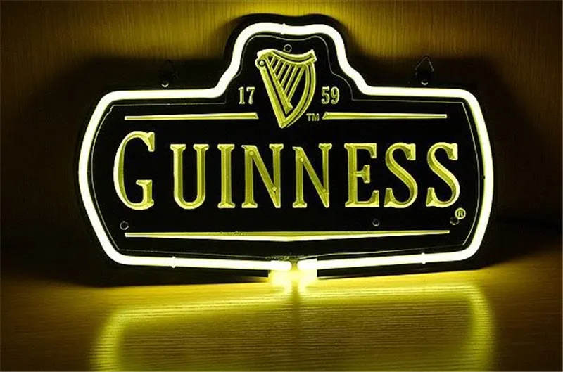 Neon signe pour la nouvelle Guinness 1759 logo Logo Enseigne Verre Véritable