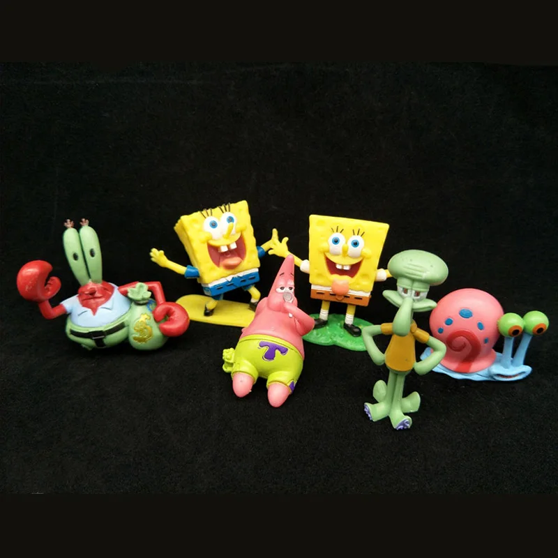 

6pcs/lot Sponge Bob Spongebob Miniatures PVC Action Figures Sandy Patrick Star Anime Figurines Collectibles Kids Toys Gifts #E