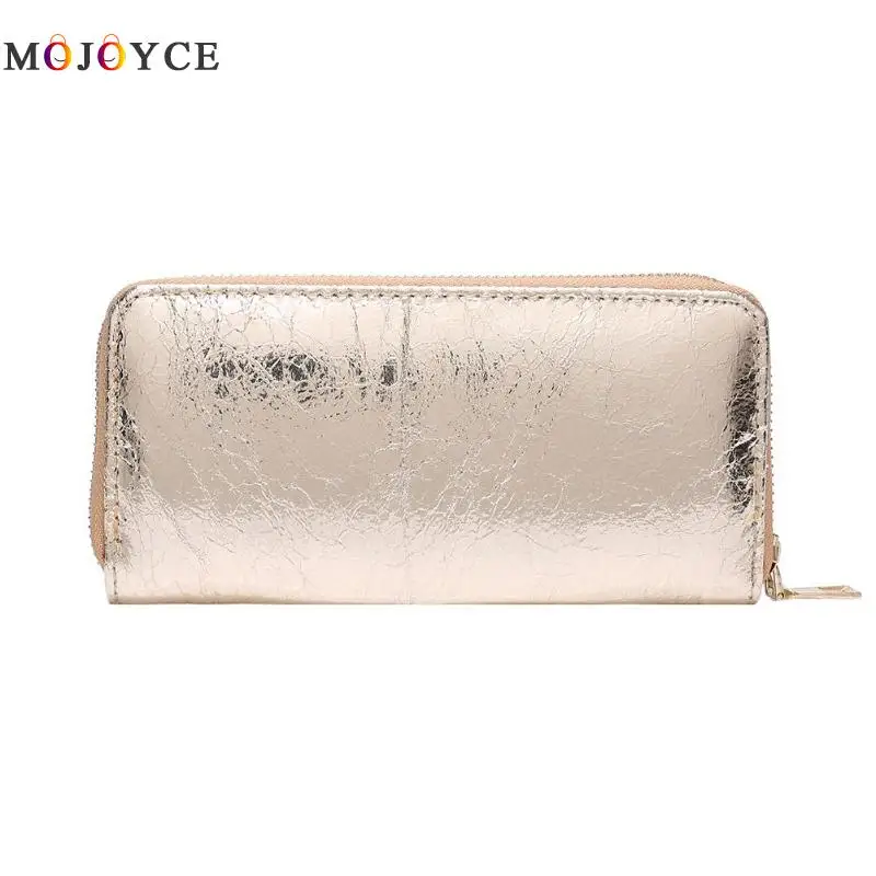 

2018 New Fashion Women Wallet Crack PU Leather Women Lady Bling Laser Long Design Clutch Zipper Wallets More Color Purse