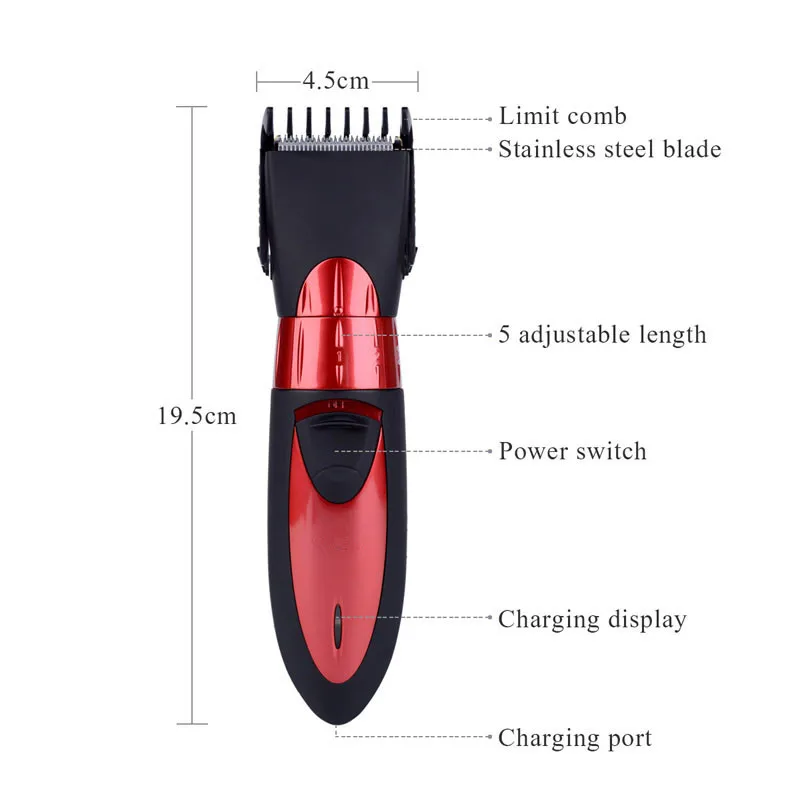 110 220V Waterproof Electric Hair Clipper Rechargeable Hair Trimmer