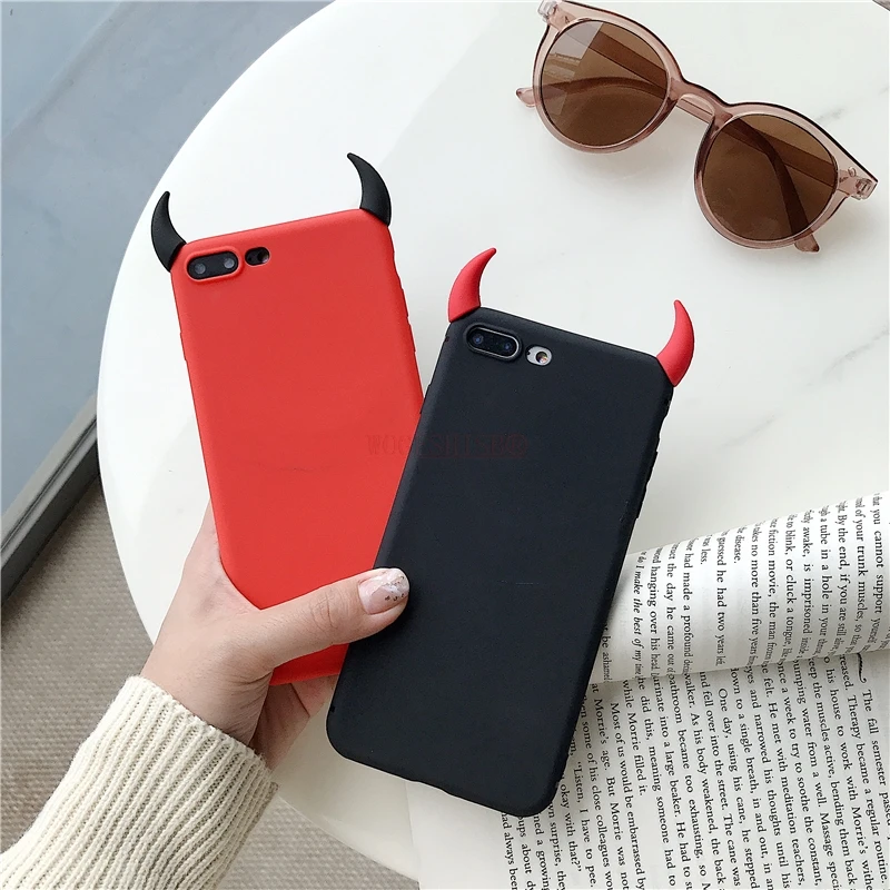 Мягкий силиконовый черный чехол Devil Horns Demon Angle Cover для huawei P20 Lite P30 Pro P8 P9 P10 Plus P Smart mate 9 10 20 X