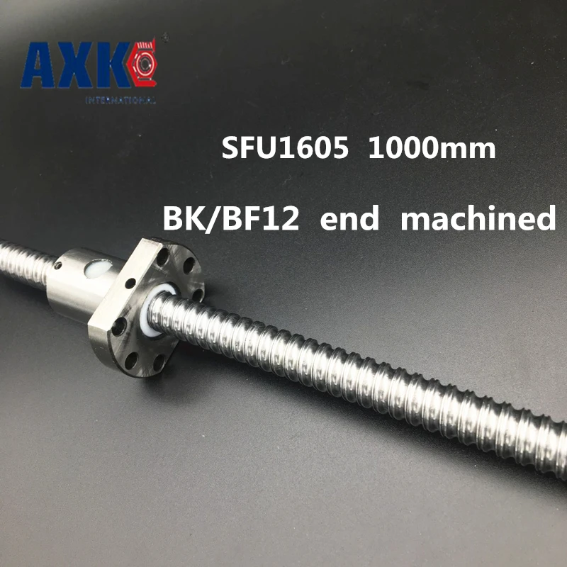 

AXK Linear Rail Cnc Router Parts Axk Sfu1605 - L1000mm 1000mm Ball Screw C7 With 1605 Flange Single Nut Bk/bf12 End Machined
