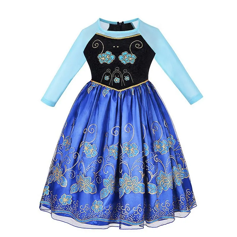MUABABY платье Анны для девочек; одежда с накидкой; детская одежда с длинными рукавами и цветочной аппликацией; карнавальный костюм Снежной Королевы; вечерние костюмы на Хэллоуин