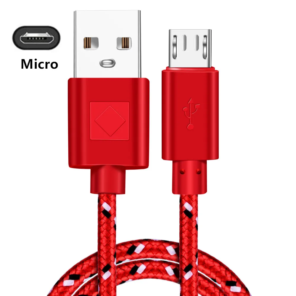 Олаф нейлоновый Плетеный Micro USB кабель синхронизации данных USB зарядное устройство кабель для samsung HTC, Huawei, Xiaomi телефона Android кабели быстрой зарядки - Цвет: Red Micro