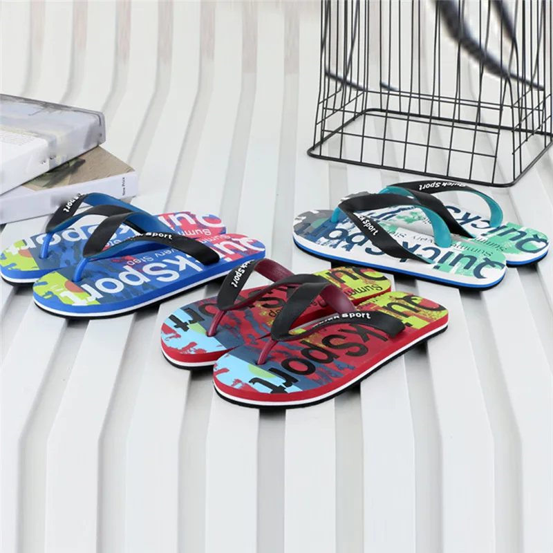 2019  Men letters Beach Shoes Flip Flops Flat Slides Flip Flops Slippers Home Sandals terlik Mans footwear 40JA2914