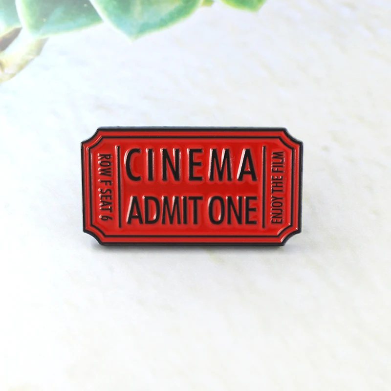 CINEMA ADMIT ONE Movie Ticket Brooch Red Horror Admission Badge Denim Shirt Enamel Pins Friends Fans Gifts | Украшения и
