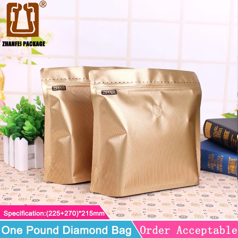 ZHANFEI 20 шт 1 фунт ziplock клапан Алмазный мешок Алюминиевая фольга крафт бумага
