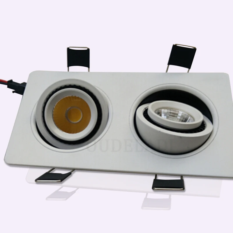 

14W (2x7w) Double Heads COB LED ceiling light 360 degree rotation adjustment Square Recessed Grid Ceiling Lamp for Living room