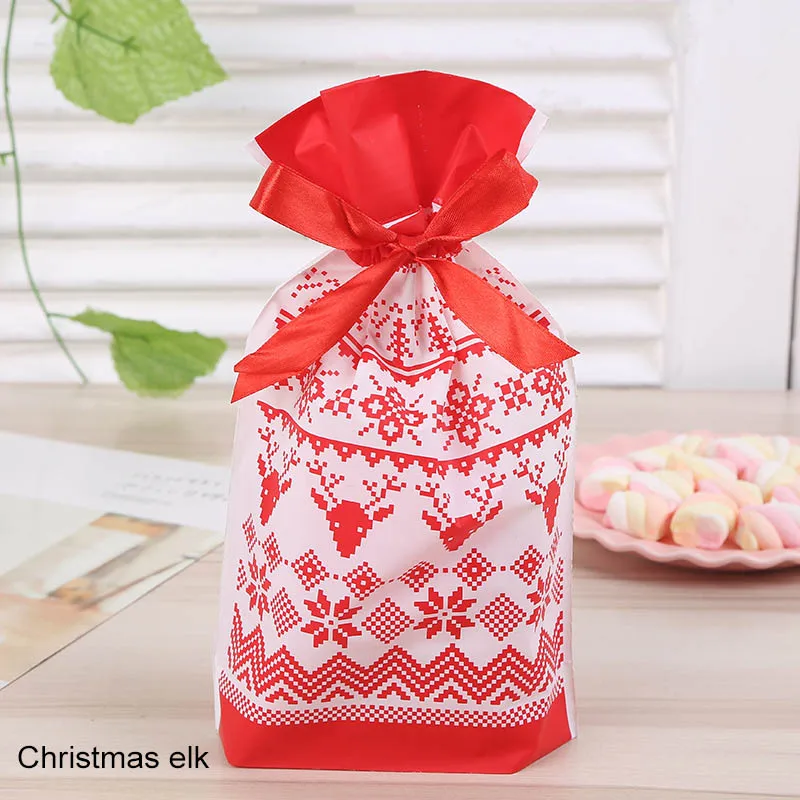 Wedding Decor Birthday Party Supplies Drawstring Bags Plastic Gift Package Cookie Snack Candy Bag Ribbons Food Biscuits Pouch