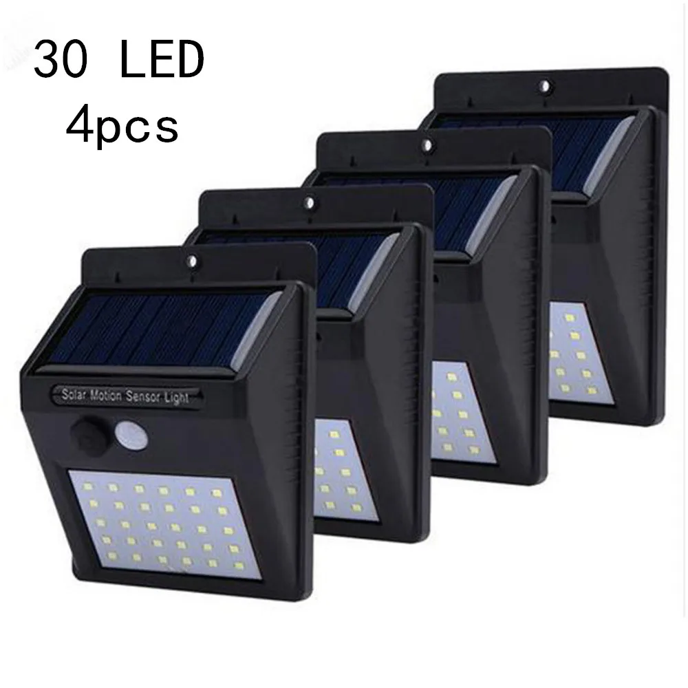 4pcs LED Solar Powered Lamp 30 LEDs Waterproof Outdoor Garden Decoration Light Solar Wall lamps PIR Motion Sensor Solar Lights