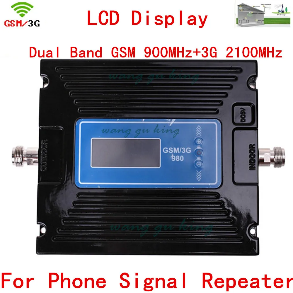 

LCD Display ! Newest Dual Band 3G W-CDMA 2100MHz + 2G GSM 900Mhz cellular signal booster , Cell Phone Signal Booster Repeater