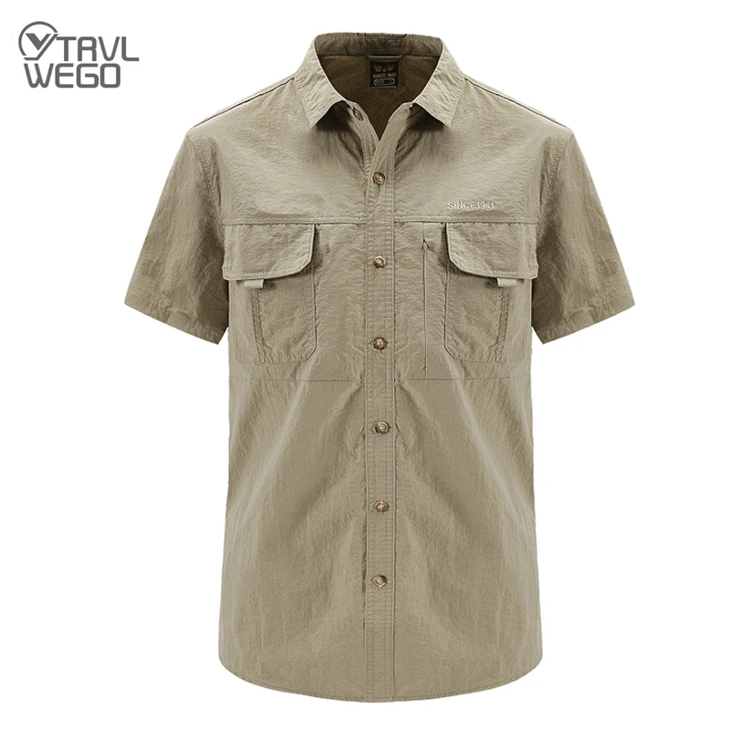 Camicia da uomo a rapida asciugatura TRVLWEGO camicia a maniche corte tattica da trekking all'aperto impermeabile caccia da combattimento maschile