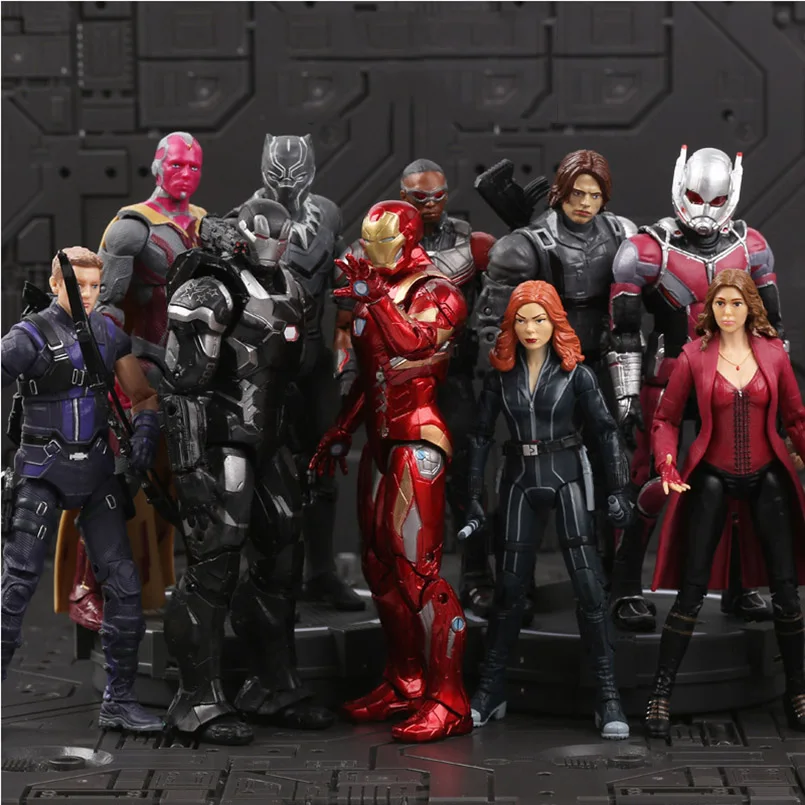 

18cm Iron Man Captain America Black Panther Winter Soldier Ant-Man Falcon Scarlet Witch Vision Hawkeye Action Figure Model Toys
