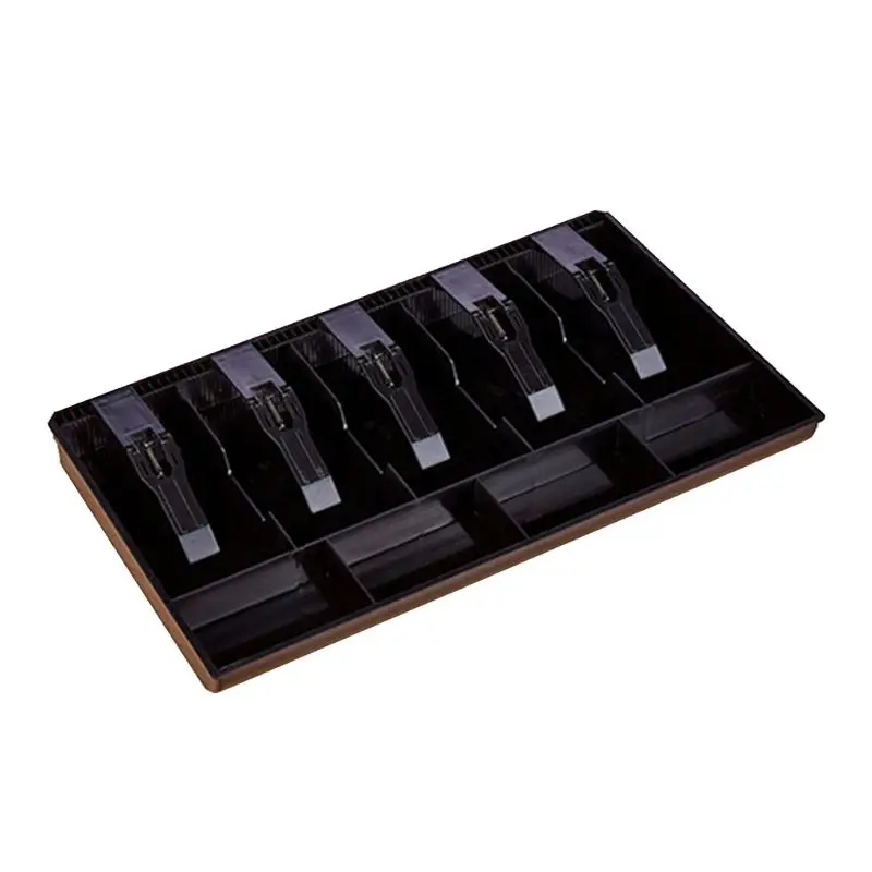 

1Pcs Black Plastic Coin Money Storage Box Bill Cash Tray Organizer With 9 Slots 5 Clips Home Market Supply