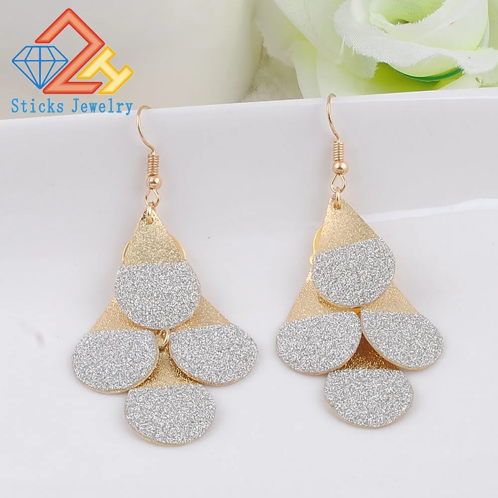 New Style Gold Drop Dangle Earrings with Full Crystal Luxury Bridal
