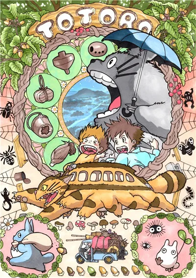 Мой сосед постер Тоторо, Миядзаки манга Постеры фильма, Tonari no Totoro ткани репродукции, настенное Искусство Декор для детской спальни фотографии - Цвет: C