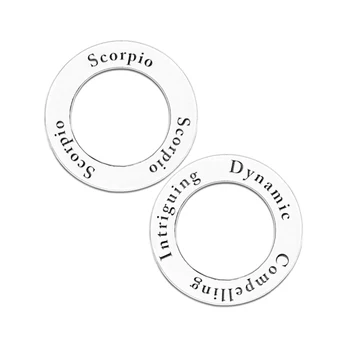 

Scorpio Sign Circle Jewelry Making Charm Scorpio Affirmation Ring Charm Anti-silver Finish