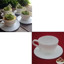 1 Набор из 4 шт. Экологичная выпечка и набор для капкейков силиконовая форма для выпечки Форма для маффинов чайные чашки+ 4 шт. блюдца
