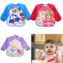 1 шт. Мультяшные милые очаровательные детские нагрудники для детей с длинными рукавами, водонепроницаемый детский халат для кормления, детский пластиковый защитный нагрудник шарф для малышей