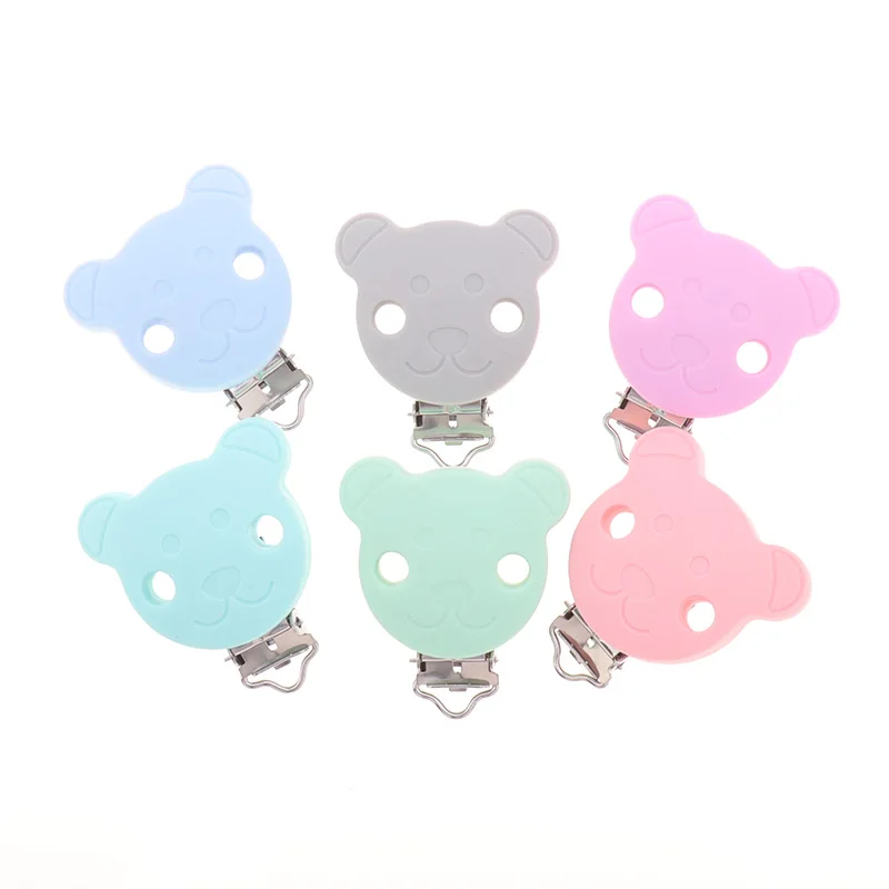 

10PC Silicone Bear Clip Rodent BPA Free Baby Teether Nipple Clasps Teething Necklace Pacifier Chain Holder Accessories Dummy DIY