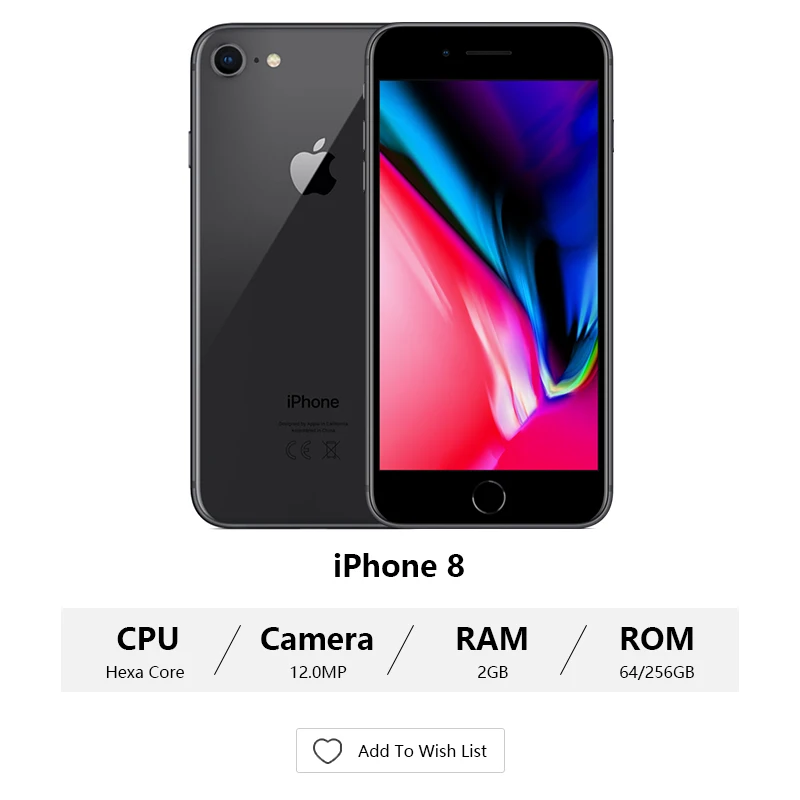 Смартфон Apple iPhone 8 разблокированный 64 ГБ/256 ГБ ПЗУ беспроводная зарядка iOS десять