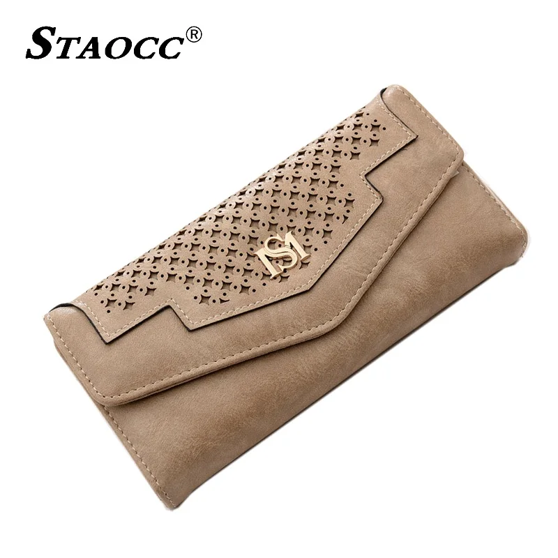 

Luxury Hollow Out Wallet Women Brand Design Clutch Purse Hand bag Wallet Leather Long Hasp Coin Purse Card Holder Female Wallets