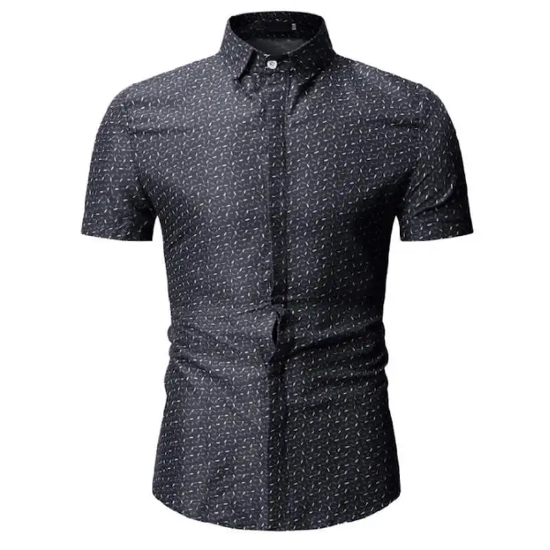 Новые летние мужские рубашки с коротким рукавом slim Fit Camisa Masculina Повседневное мужские рубашки Социальное модные Chemise homme M-3XL - Цвет: YS85 black