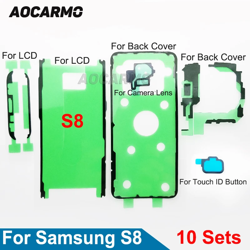 

10Sets/Lot For Samsung Galaxy S8 SM-G9500 LCD Screen+Back Battery Cover+Camera Lens Waterproof Adhesive Sticker Tape Glue