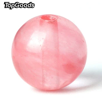 

TopGoods Natural Gemstone Beads Red Watermelon Crystal Stone Loose Gem Bead 6/8/10mm 15 " Rose Quartz For Prayer Rosary Bracelet