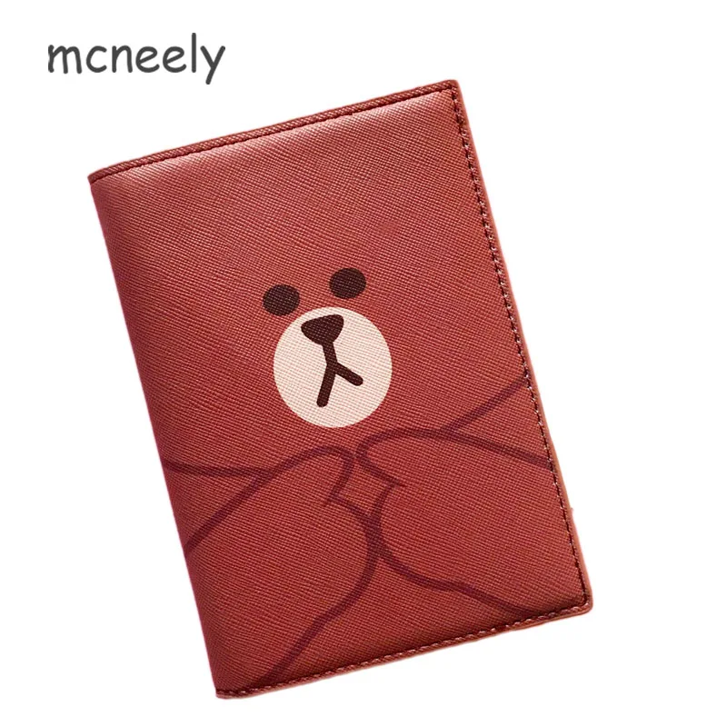 Mcneely чехол для паспорта с изображением коричневого медведя из искусственной кожи с принтом животных для мальчиков, кредитный держатель для карт, мужской держатель для паспорта, мужская сумка