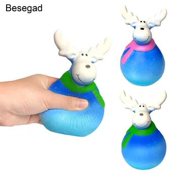 

Besegad Cute Kawaii Christmas Reindeer Squishies Toy Slow Rising for Kids Adults Relieves Stress Anxiety Home Decorations Props