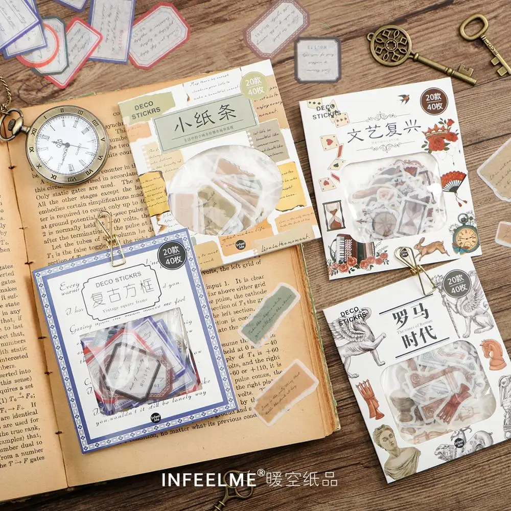 

Infeel.Me Retro Series Handbook and Paper Sticker Pack Handbook Album Item Decoration Sealing Sticker