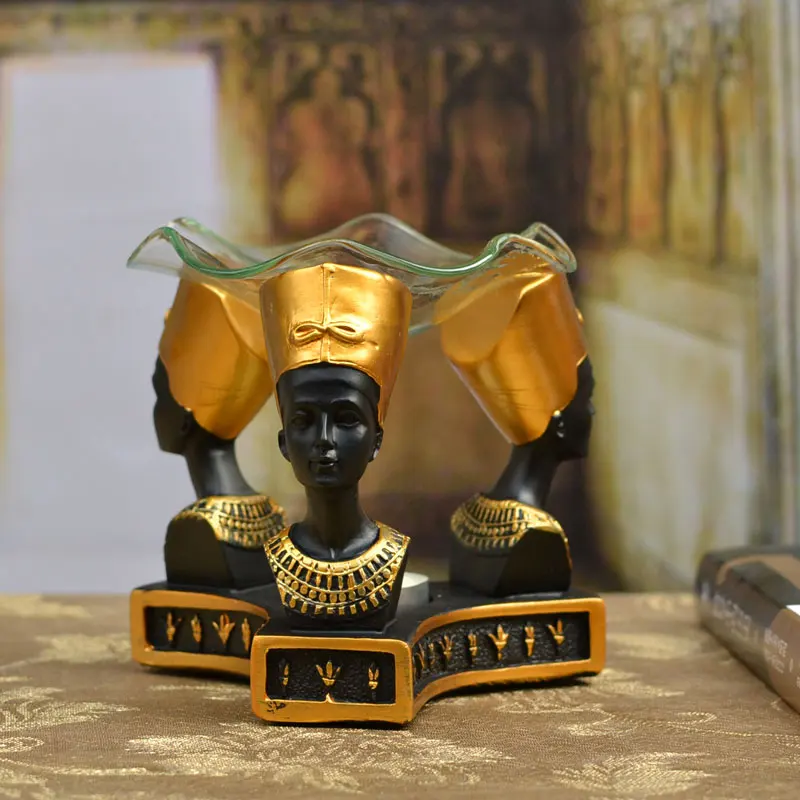 

Ancient Egypt Tutankhamun Cleopatra Incense Burner Statue Animal Incense Holder Censer Home Decoration Resin Craftwork R236