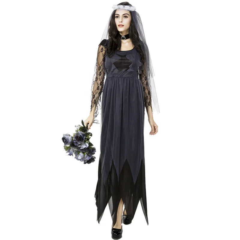 

Real Time Lace Edge Gauze Ghost Bride Serve Woman Fund Halloween Cosplay Serve Exit Game Uniform