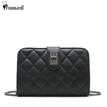 

FUNMARDI Classic Plaid Women Crossbody Bags Solid Color Chain Bag Fashion PU Leather Mini Bags For Women Shoulder Bag WLHB3015