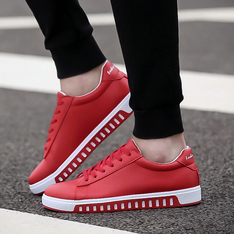 

High Quality Brand Men Casual Shoes Hot Sale Red Fashion Casual Men Shoes Black Spring Autumn Casual Shoes Men Breathable