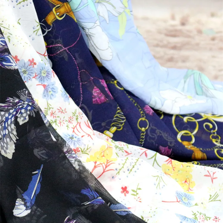 

150cm*50cm flower print Chiffon Fabric fashion Dress Fabric Skirt Party Decorator summer dress cloth patchwork material