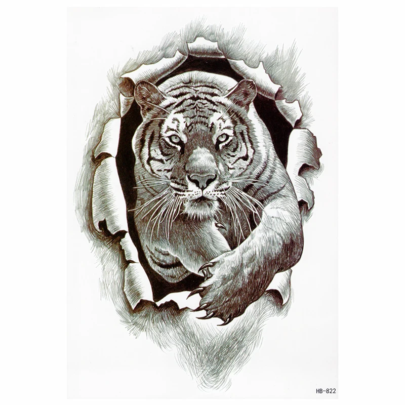 Временная татуировка Tiger Burst 3D Реалистичная Водонепроницаемая Переносная