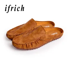 Handmade Fashion Casual Male Shoe Black Brown Men Flats Shoes Rubber Soles Pu Leather Mnes Footwear