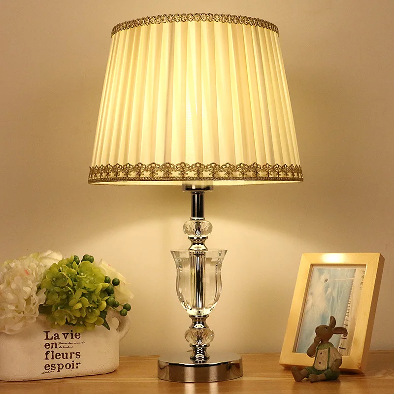 

TUDA 30X50cm Nordic Table Lamp Bedroom Living Room Study Crystal Table Lamp Hotel Bedside Crystal Table Lamp