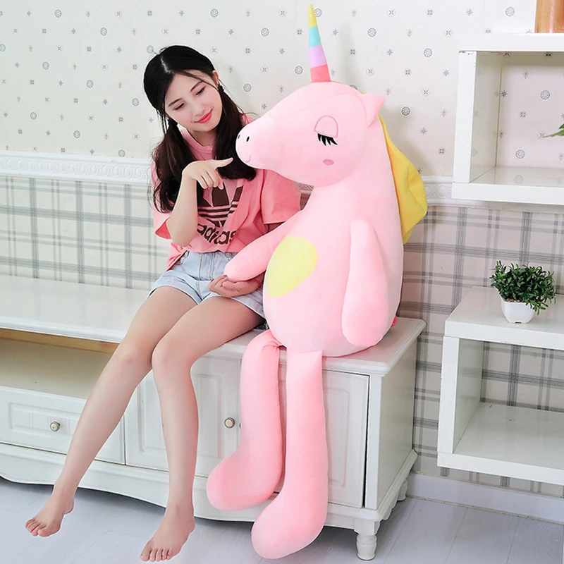 Горячая Большая Единорог Плюшевые игрушки подушки Kawaii Радуга лошадь мягкие