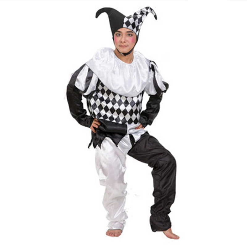 黒 白ピエロ男性の大人のピエロコスプレ服カーニバル衣装カーニバルコスプレおかしい服 Clown Costume Costume For Mencarnival Costume Aliexpress