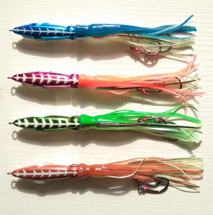 4pcs 60g/120g/100g Snapper Bottom jig Jig head with fishing lure skirt