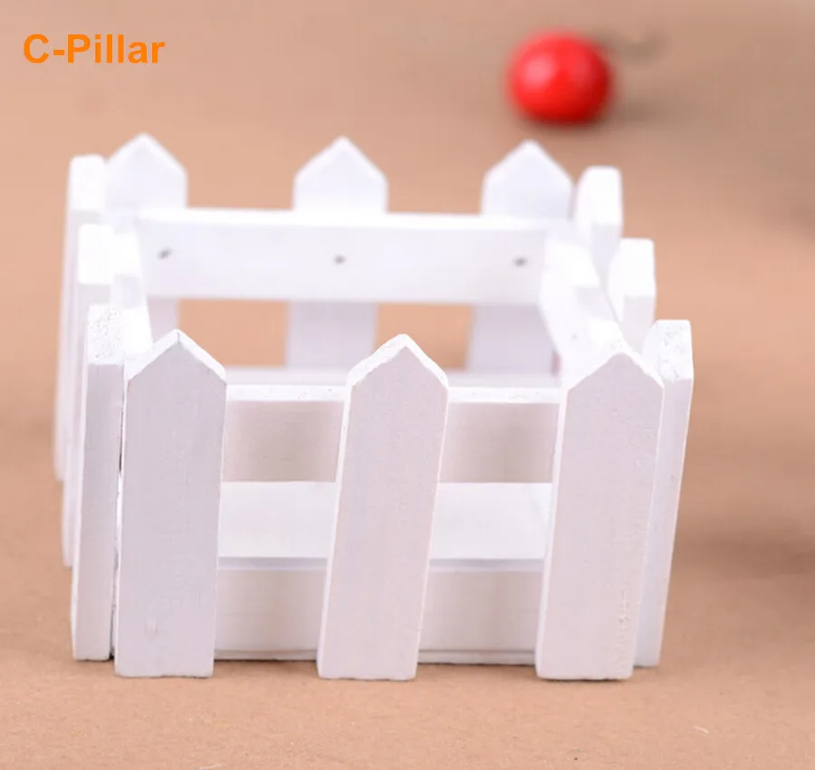 New White Wooden Fence Vase 10x10x7cm Square Flower Tabletop Vase