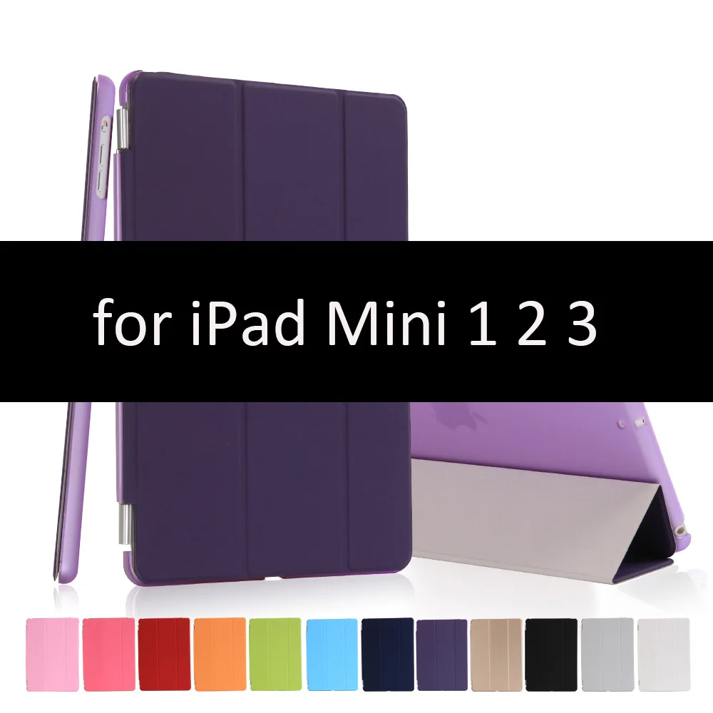 Чехол для for IPad Mini 1/2/3, golp 2 в 1 идеально подходит Магнитный искусственная кожа Smart Cover ПК прозрачный чехол для for IPad Mini 1/ 2/3 - Цвет: Purple-123