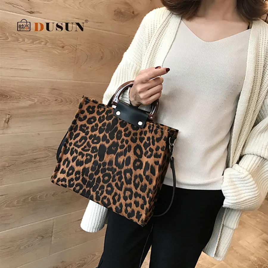 

Leopard Women Handbags Big Capacity PU Leather Females Handbags Retro Leopard Women Messenger Bags Handle Tote Bags For Women